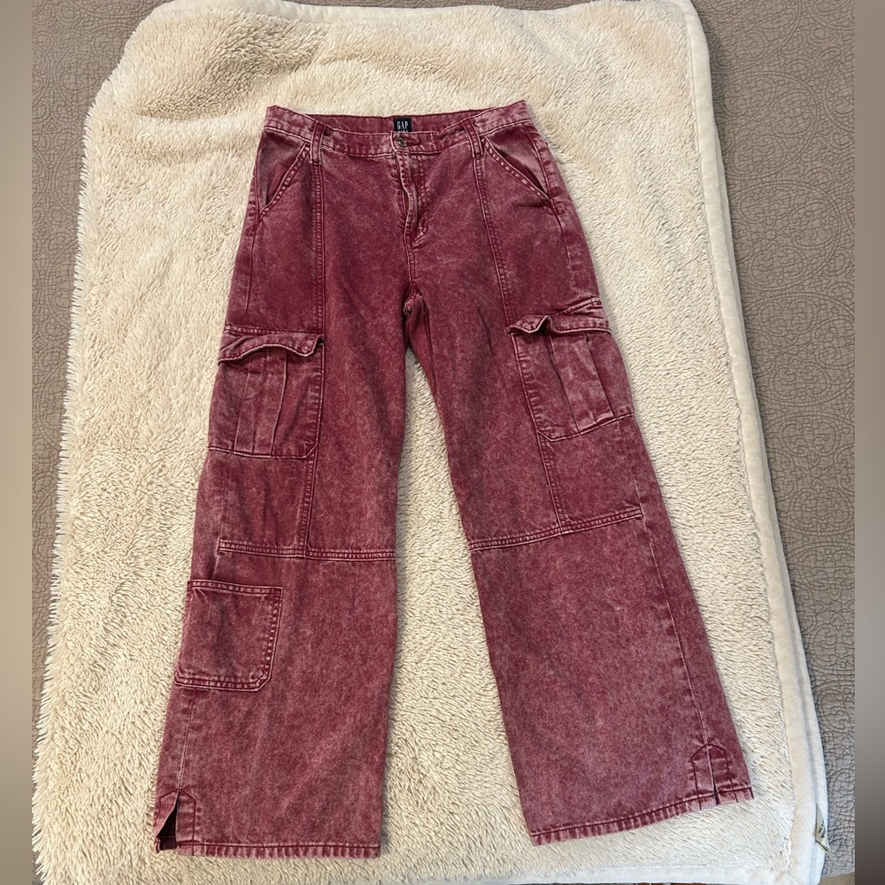 GAP Kids Maroon Flare Cargo Jeans
